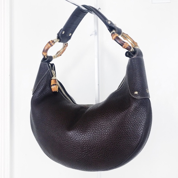 Gucci Brown Pebbled Leather Medium Bamboo Hobo Bag - Picture 6 of 8